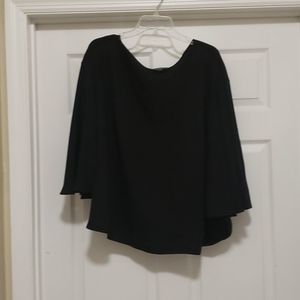 Lauren Ralph Lauren Women's 3X black wide neck flare sleeve blouse